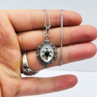 Sedef ve Oltu Taşı İşçilikli 925 Ayar Gümüş Kadın Kolye