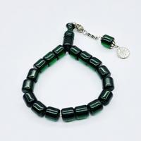 Şeffaf Koyu Yeşil Renkte Efe Maskot Sıkma Ateş Kehribar Tesbih