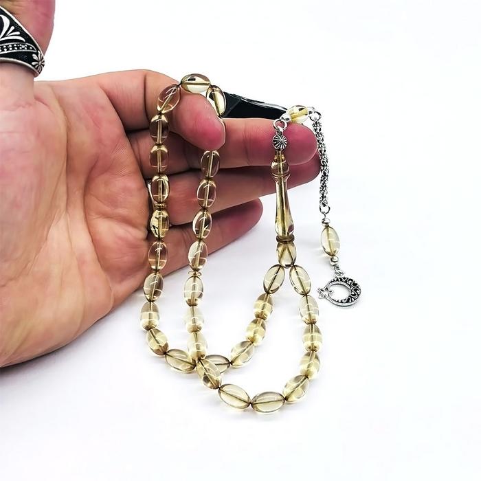 Şeffaf Model Sıkma Ateş Kehribar Tesbih