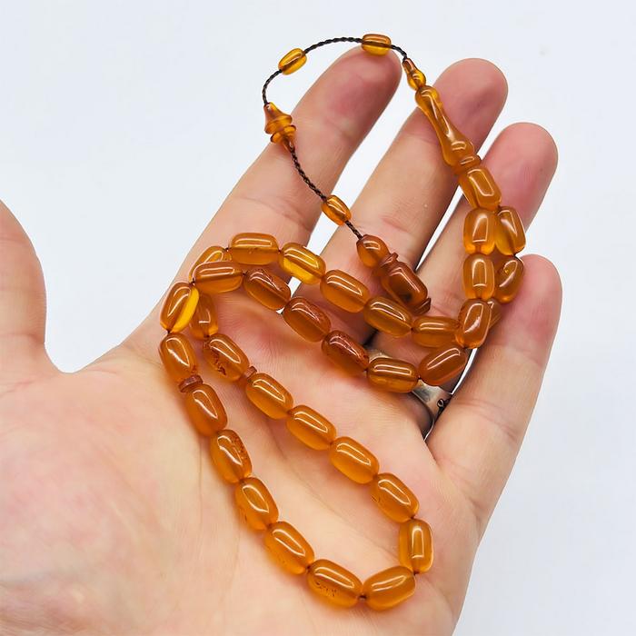 Şeffaf Parçacıklı Sıkma Ateş Kehribar Tesbih