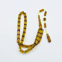 Şeffaf Sarı Renkte Kesme Model Sıkma Ateş Kehribar Tesbih