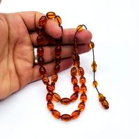 Şeffaf Turuncu Renkte Sıkma Ateş Kehribar Tesbih