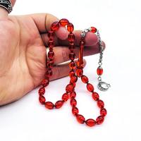 Şeffaf Turuncu Renkte Sıkma Ateş Kehribar Tesbih