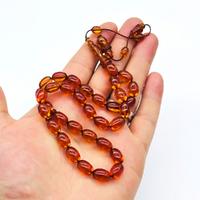 Şeffaf Turuncu Renkte Sıkma Ateş Kehribar Tesbih