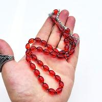 Şeffaf Turuncu Renkte Sıkma Ateş Kehribar Tesbih