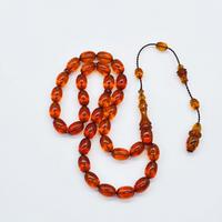 Şeffaf Turuncu Renkte Sıkma Ateş Kehribar Tesbih