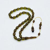 Şeffaf Yeşil Renkte Sıkma Ateş Kehribar Tesbih