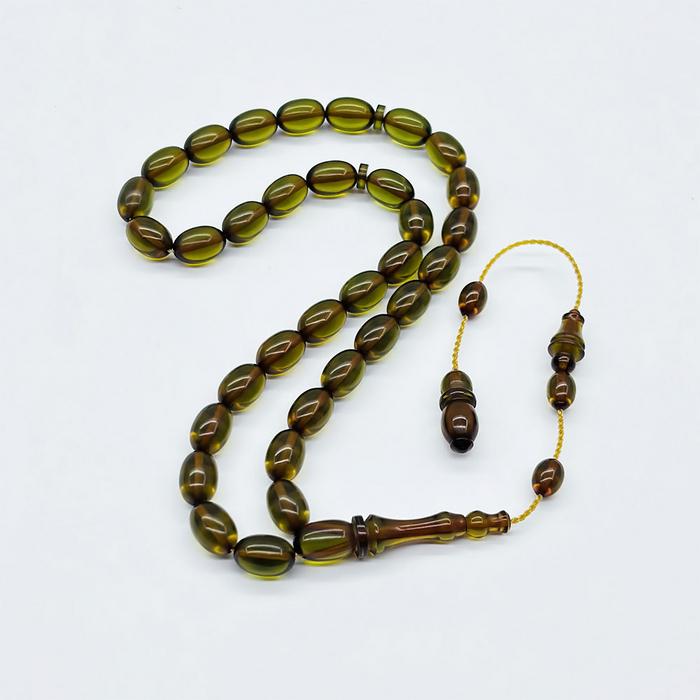 Şeffaf Yeşil Renkte Sıkma Ateş Kehribar Tesbih