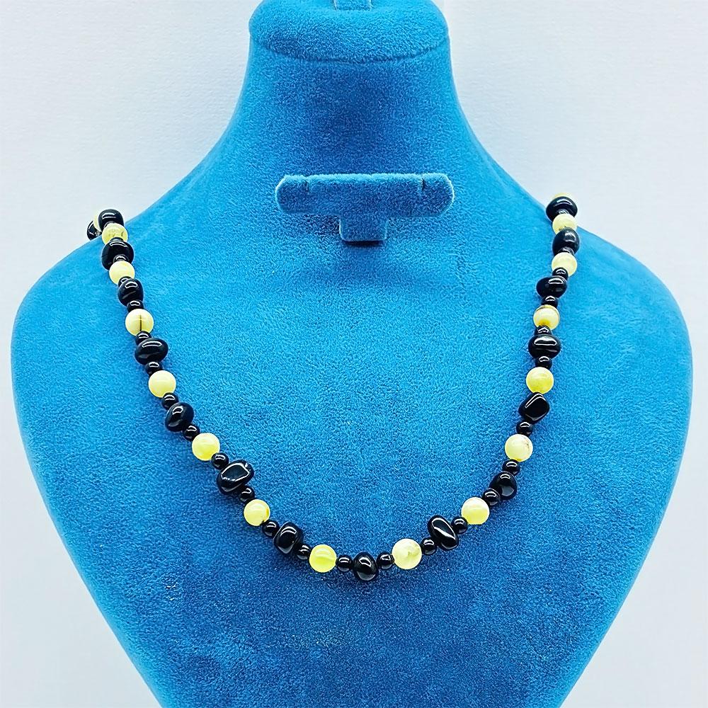 Certified Drop Amber & Oltu Stone Karışımı Necklace