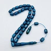 Simli Mavi Eskitme Sıkma Kehribar Tesbih