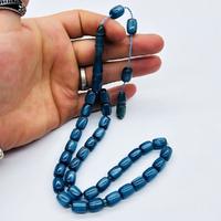 Simli Mavi Eskitme Sıkma Kehribar Tesbih