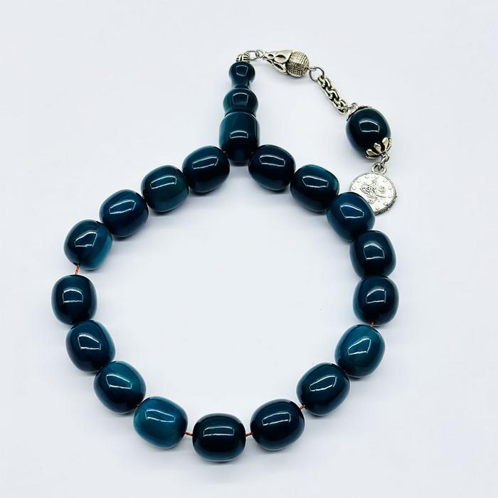 Turkuaz Renkte Efe Maskot Sıkma Ateş Kehribar Tesbih