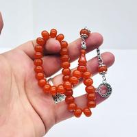 Turuncu Renk Basık Model Sıkma Ateş Kehribar Tesbih