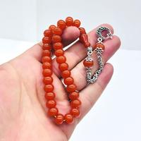 Turuncu Renk Basık Model Sıkma Ateş Kehribar Tesbih