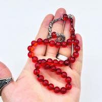 Turuncu Renkte Misket Kesim Sıkma Ateş Kehribar Tesbih