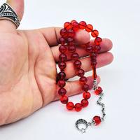 Turuncu Renkte Misket Kesim Sıkma Ateş Kehribar Tesbih