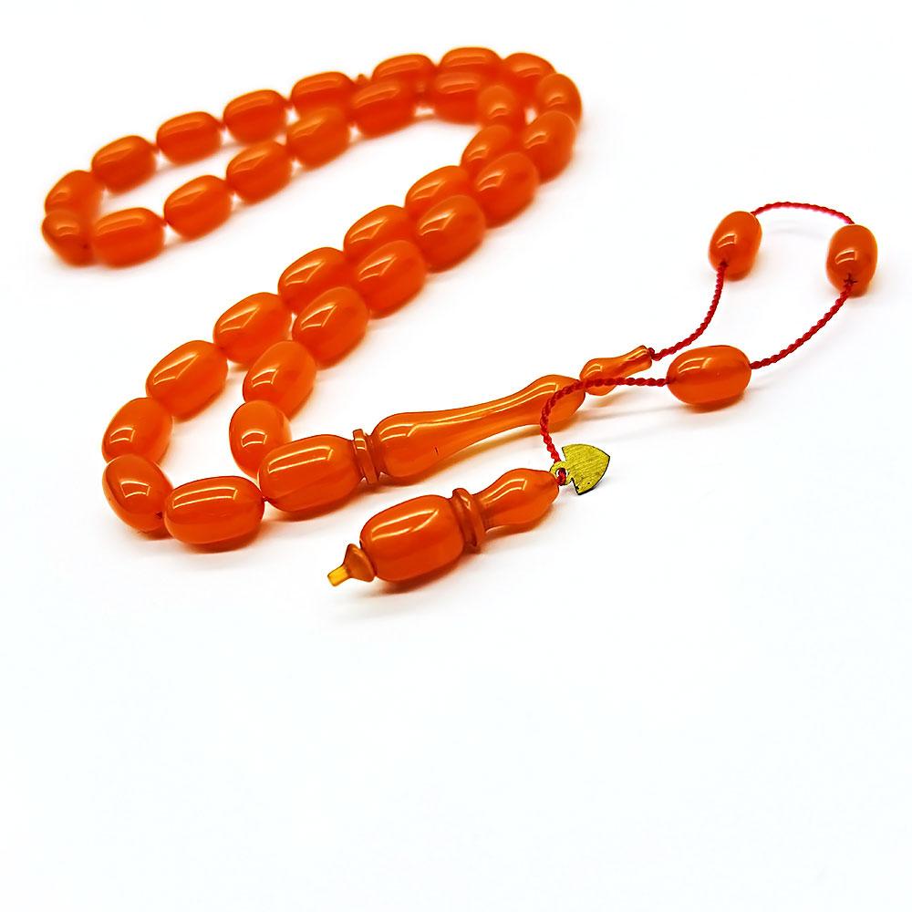 Orange Usta Crafted Pressed Fire Amber Prayer Beads