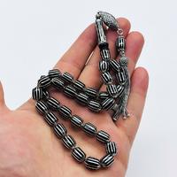 Uçlu Kapsül Karpuz Dilimi İşlemeli Erzurum Oltu Taşı Tesbih