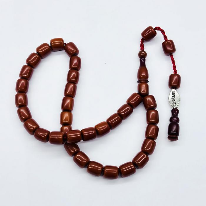 Usta İmzalı Eskitme Sıkma Kehribar Tesbih