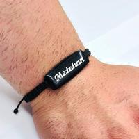 Usta İşçilikli İsimli Örgülü Sertifikalı Oltu Taşı Bileklik