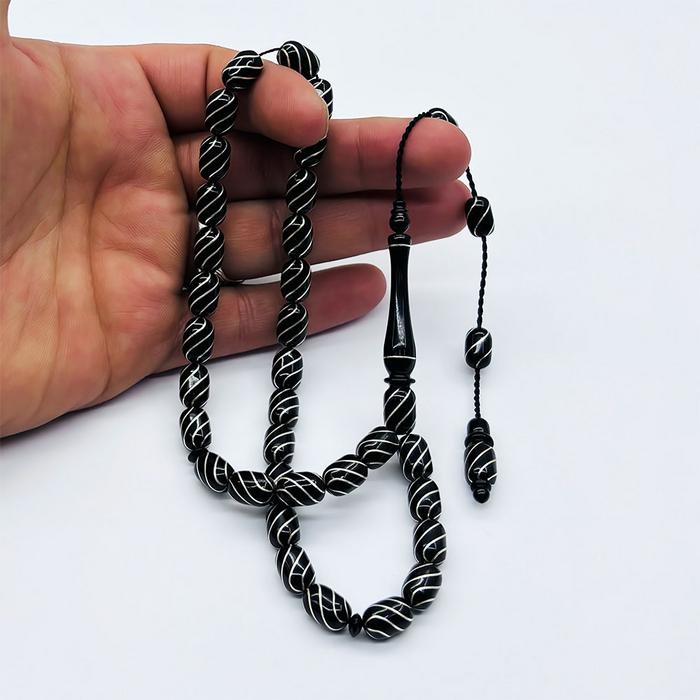 Usta İşçilikli Sistemli Çeşmi Bülbül İşlemeli Erzurum Oltu Taşı Tesbih