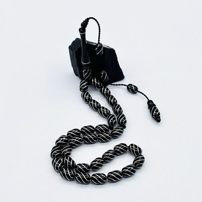 Usta İşçilikli Sistemli Çeşmi Bülbül İşlemeli Erzurum Oltu Taşı Tesbih