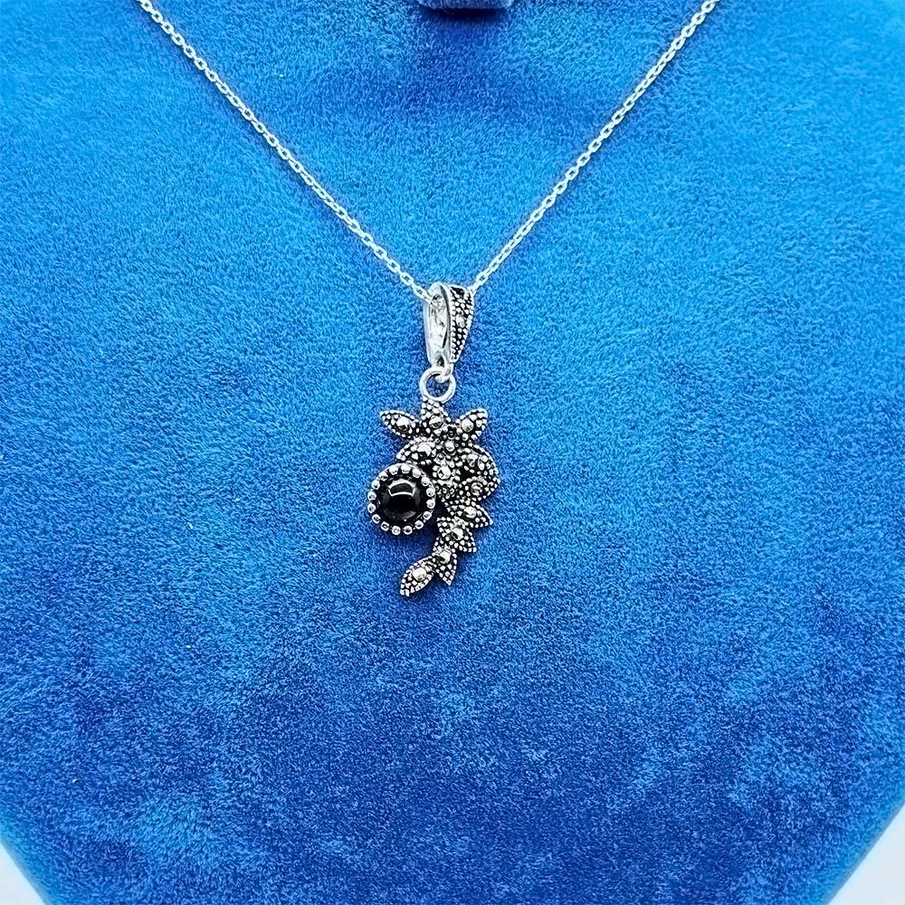 Leaf Oltu Stone Design 925 K Silver Necklace