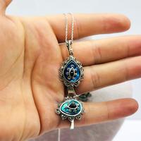 Yeşil Mine ve Oltu Taşı İşçilikli 925 Ayar Gümüş Kolye Küpe Yüzük Set