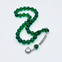 Yeşil Renkte Sıkma Ateş Kehribar Tesbih