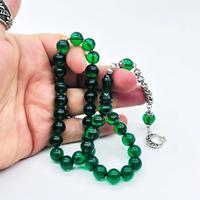 Yeşil Renkte Sıkma Ateş Kehribar Tesbih