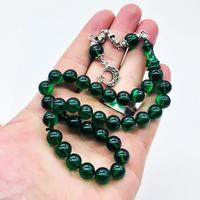 Yeşil Renkte Sıkma Ateş Kehribar Tesbih