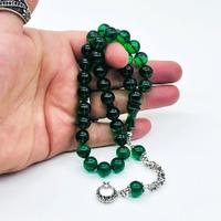 Yeşil Renkte Sıkma Ateş Kehribar Tesbih