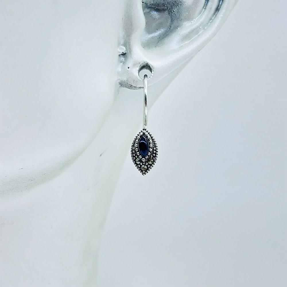 Zircon & Oltu Stone Crafted 925 K Silver Earrings