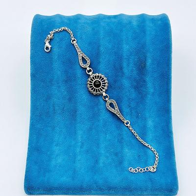 Zirkon ve Oltu Taşı İşçilikli 925 Ayar Gümüş Bileklik