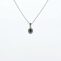 Zirkon ve Oltu Taşı İşçilikli 925 Ayar Gümüş Kolye