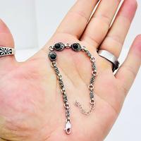 Zirkon ve Oltu Taşı İşçilikli 925 Ayar Gümüş Bileklik