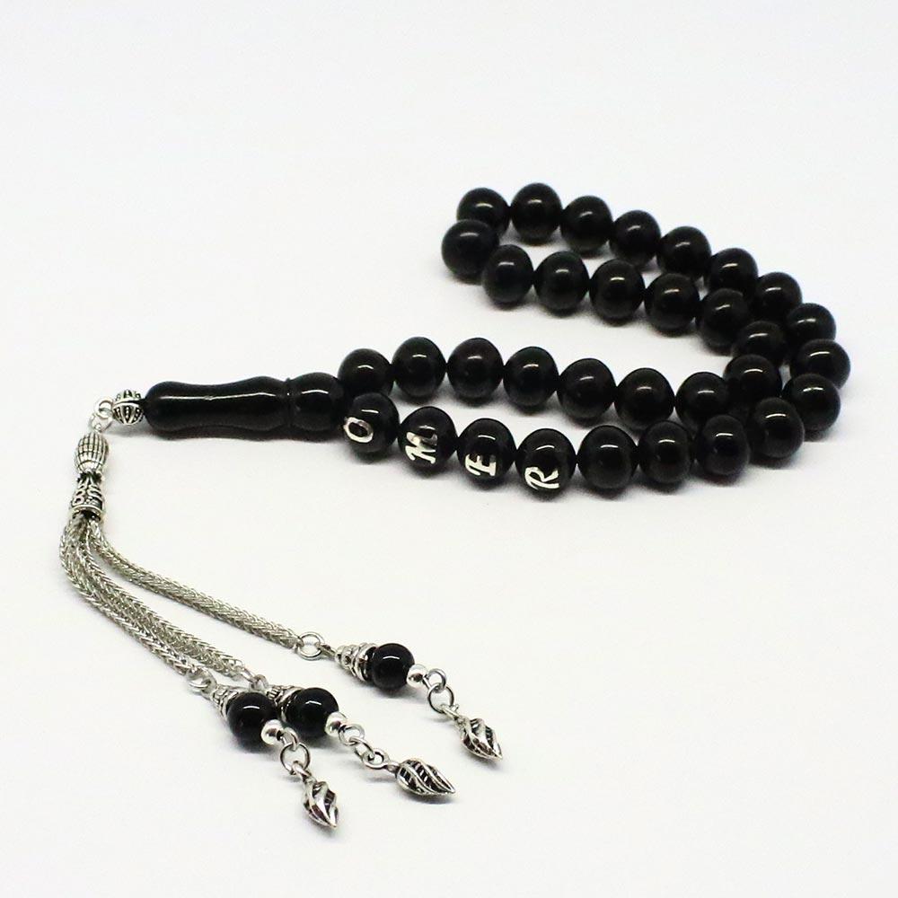 925 K Silver Plaque Personalized Oltu Stone Prayer Beads