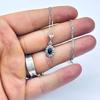 Oval Mini Boy Zirkon ve Oltu Taşı İşçilikli 925 Ayar Gümüş Kolye