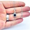 Oval Zirkon ve Oltu Taşı İşçilikli 925 Ayar Gümüş Kolye