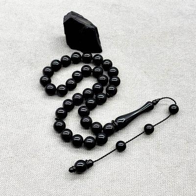 12 x 12 mm Kumpaslı Misket Kesim Erzurum Oltu Taşı Tesbih