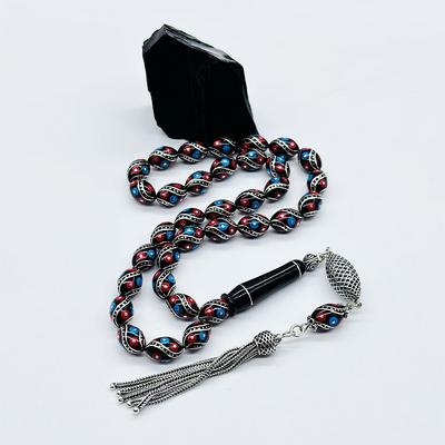 6 Lı Çeşmi Bülbül İşlemeli Erzurum Oltu Taşı Tesbih