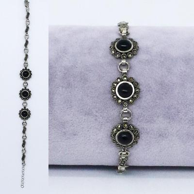 925 Ayar  Gümüş Papatya Oltu Taşı Bileklik