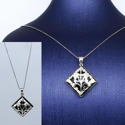 925 Ayar Gümüş El İşi Telkari  Oltu Taşı   Kolye