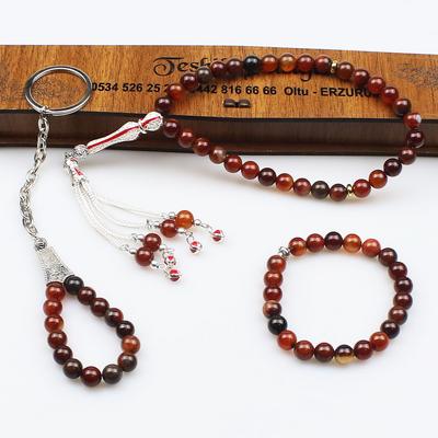 Akik Bileklik Anahtarlık Tesbih Doğal Taş Kombin Set