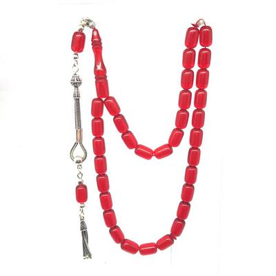 Bayrak Kırmızısı Süper Kapsül Kesim Ateş Kehribar Tesbih