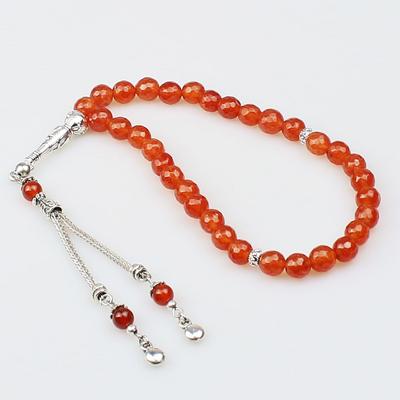 Fasetalı Kesim Akik Doğal Taş Tesbih (8 x 8 mm) TP001625