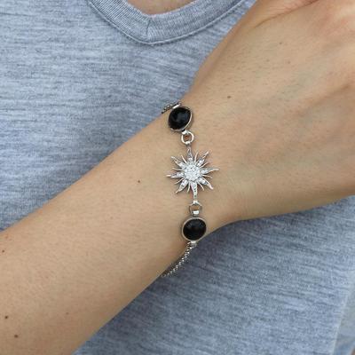 Güneş Modelli Gümüş Ve Orijinal Oltu Taşı Bileklik