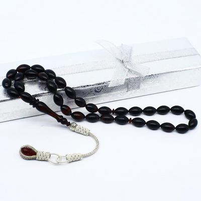 Kazazlı Koyu Kırmızı Hareli Ateş Kehribar Tesbih