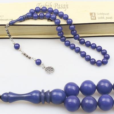 Küre Kesim Parlement Mavisi Ateş Kehribar Tesbih (9 x 9 mm)