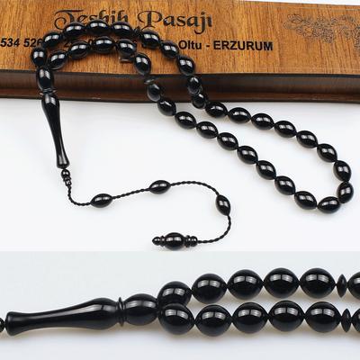 Orta Boy Kumpaslı Sistemli Beyzi Kesim Orijinal Oltu Taşı Tesbih